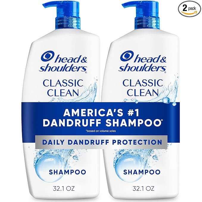 Head & Shoulders Anti-Dandruff Shampoo with 1% Pyrithione Zinc, Classic Clean Shampoo Twin Pack, ... | Amazon (US)