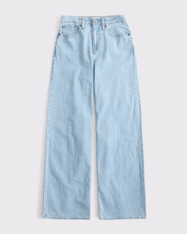 Curve Love Linen-Blend High Rise Wide Leg Jean | Abercrombie & Fitch (US)
