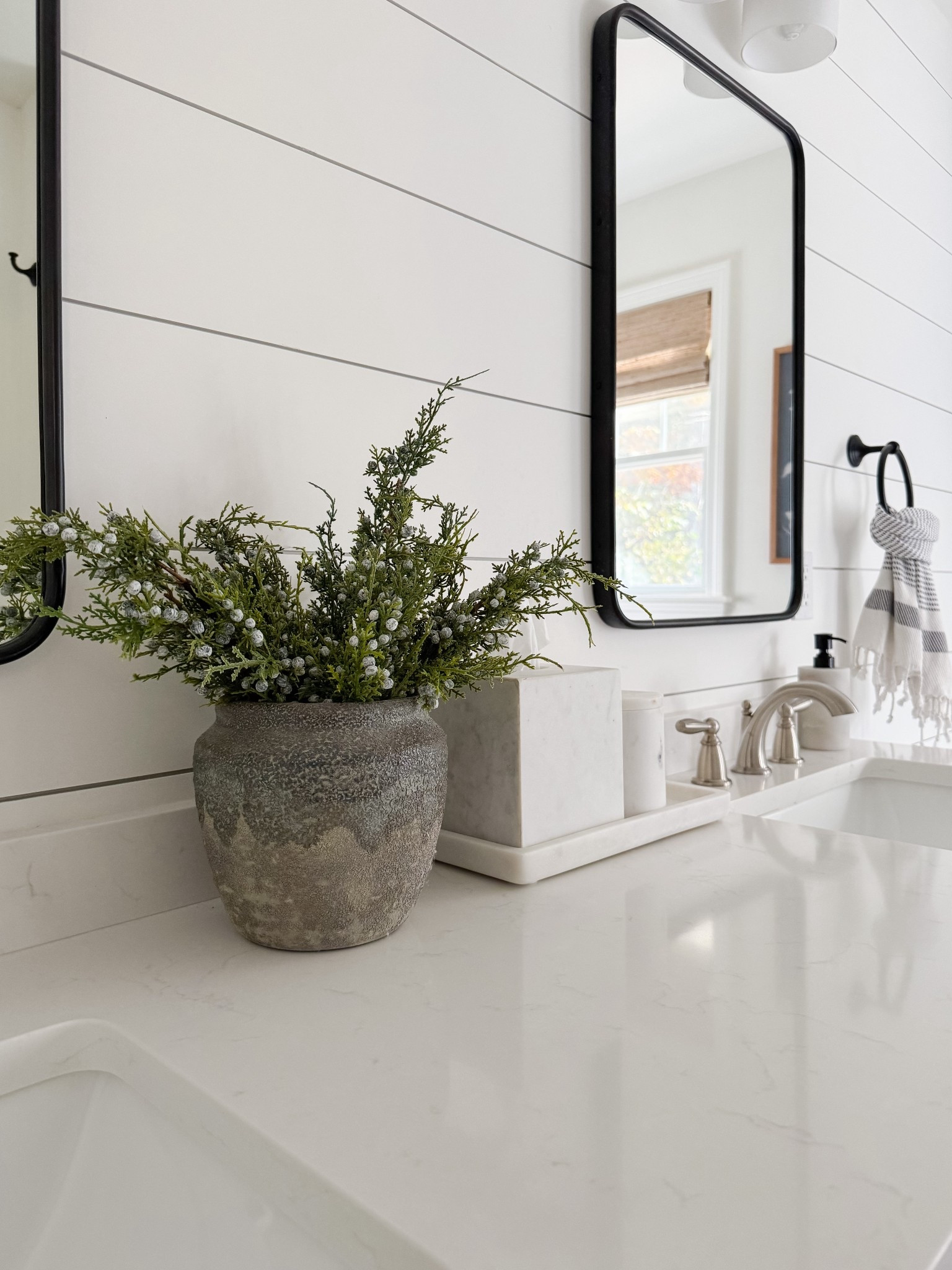 Coastal holiday bathroom, runner, bath mat, wooden stool,  wall art, , vanity mirror, bathroom inspo, home decor, Sherricalnanhome

#LTKHome #LTKHoliday