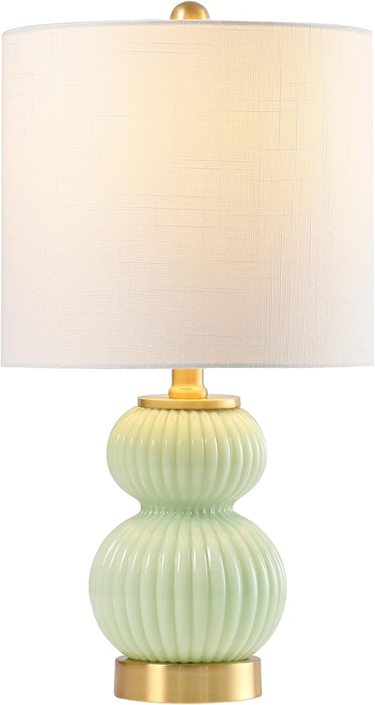 JONATHAN Y 20" Mint Green/Brass Gold Ribbed Gourd Glass Table Lamp, Modern Bedside Lamp for Bedro... | Amazon (US)