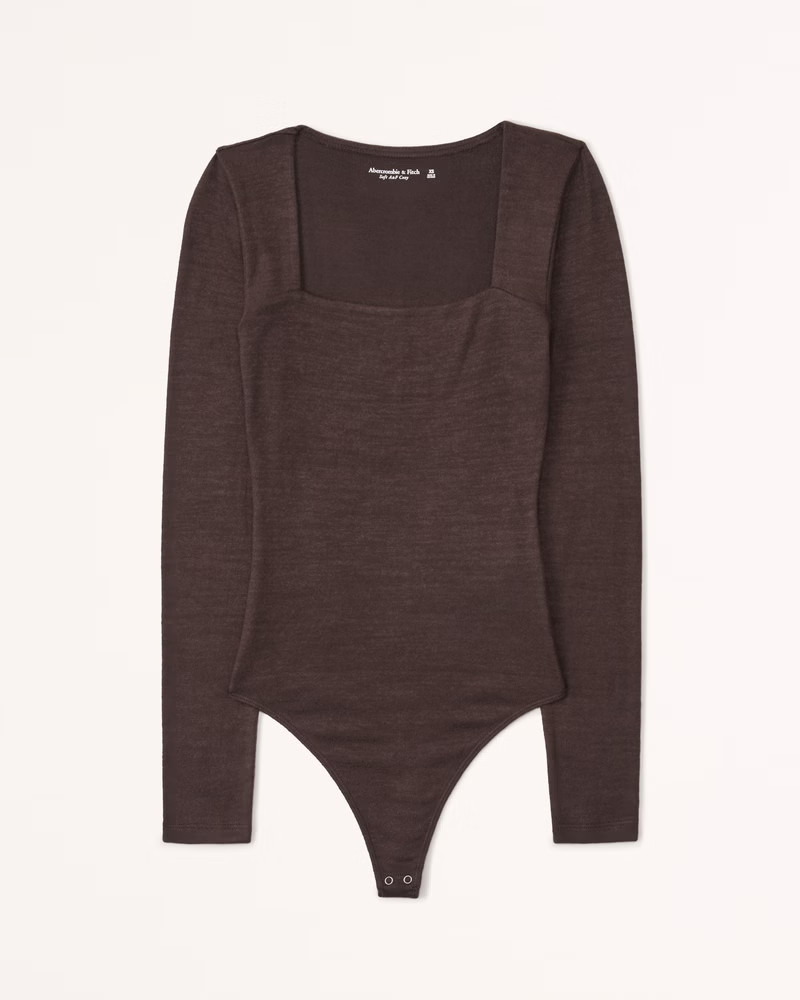Women's Long-Sleeve Cozy Squareneck Bodysuit | Women's Tops | Abercrombie.com | Abercrombie & Fitch (US)