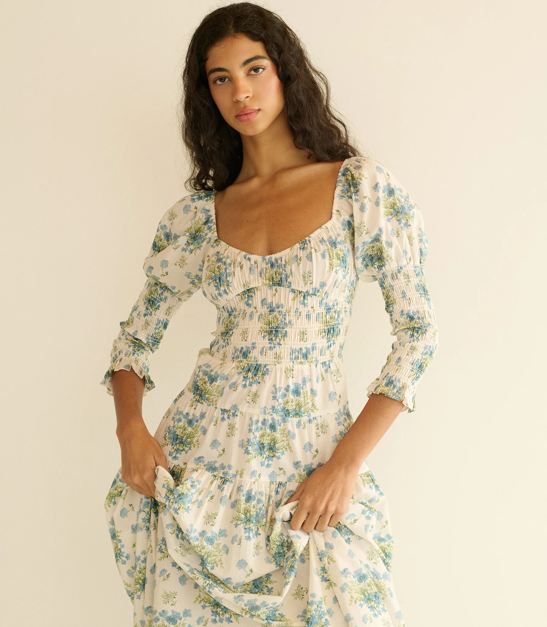 Seraphina Dress - Creme Lantana Floral | DÔEN | DOEN