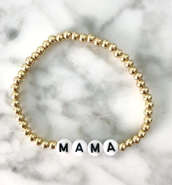 AG Word Bracelet "MAMA" {Gold Ball Beading} | Alexandra Gioia