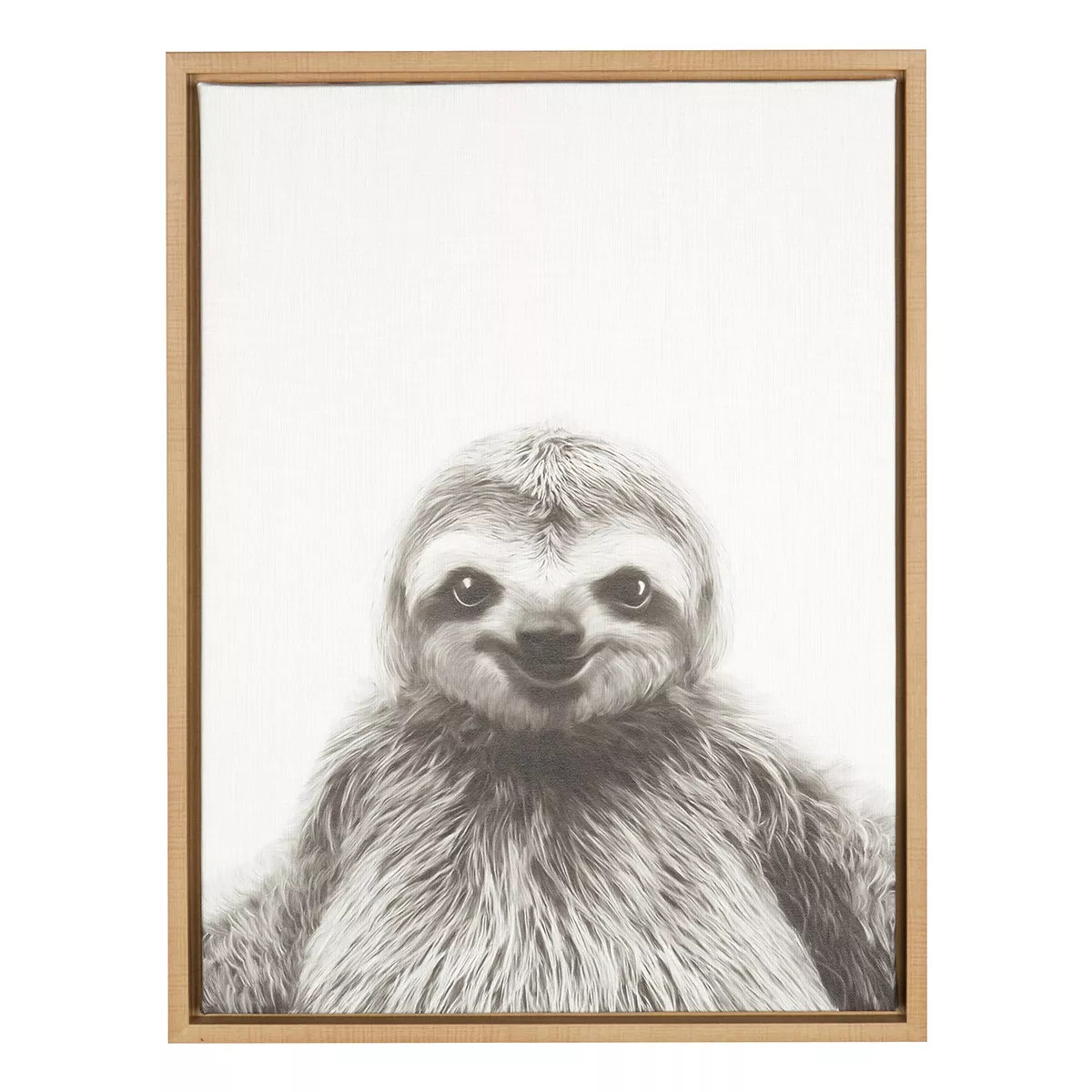 24" x 18" Sloth Framed Kids' Canvas Art Natural - Uniek | Target