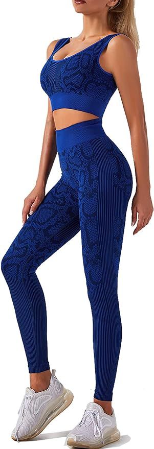 Sykooria Yoga Outfits for Women 2 Piece High Waist Leggings with Bra Activewear Workout Set | Amazon (US)