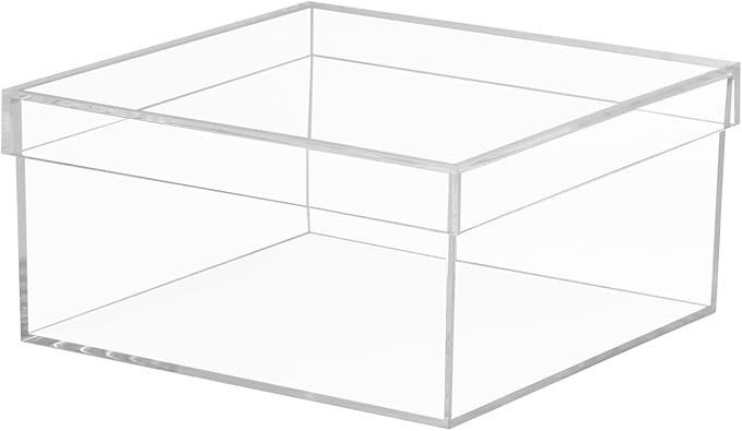 Clear Acrylic Box, Large Acrylic Box with Lid 7.9x7.9x3.9 Inches Plastic Square Cube Containers S... | Amazon (US)