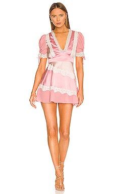 LoveShackFancy Karlina Dress in Pastel Pink Colorblock from Revolve.com | Revolve Clothing (Global)