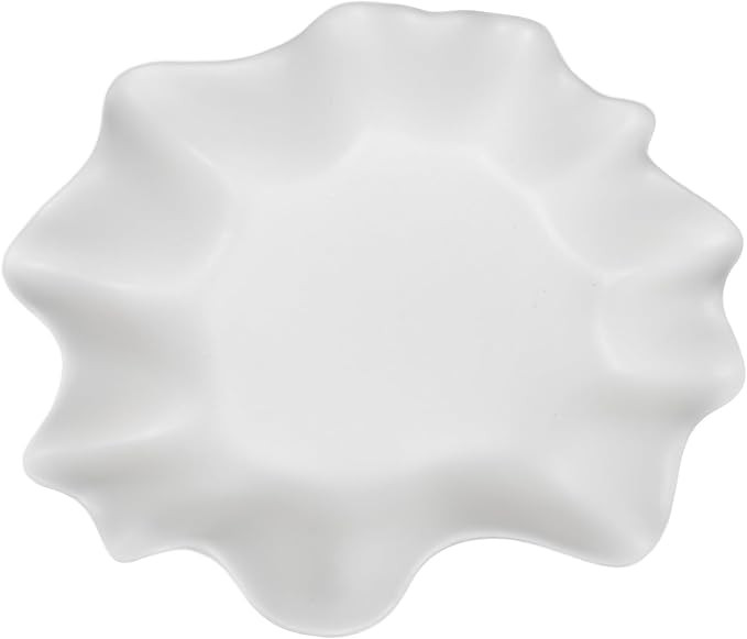 Small Ivory Ceramic Decorative Bowl, Modern Home Decor Centerpiece 7.8 Inches Key Jewelry Ruffle ... | Amazon (US)