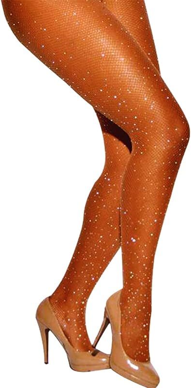 VINICUNCA Fishnet Stockings for Women Sparkly Tights Rhinestone Fishnet Tights Multi Pack | Amazon (US)