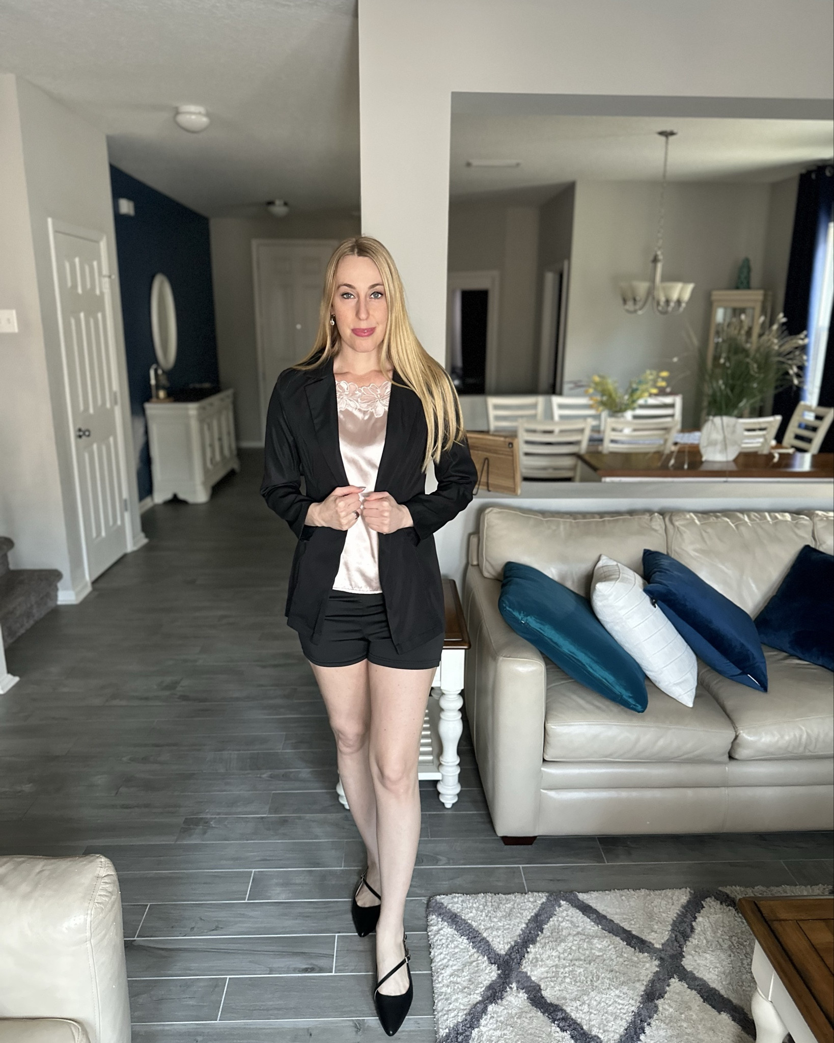 Black blazer set and blouse
🖤 I love this fun blazer set. You can mix and match for so many outfits
🖤  the shorts are stretchy,  the set fits true to size  
🖤 wearing size small, I am 5’10”

#LTKStyleTip #LTKFindsUnder50 #LTKWorkwear