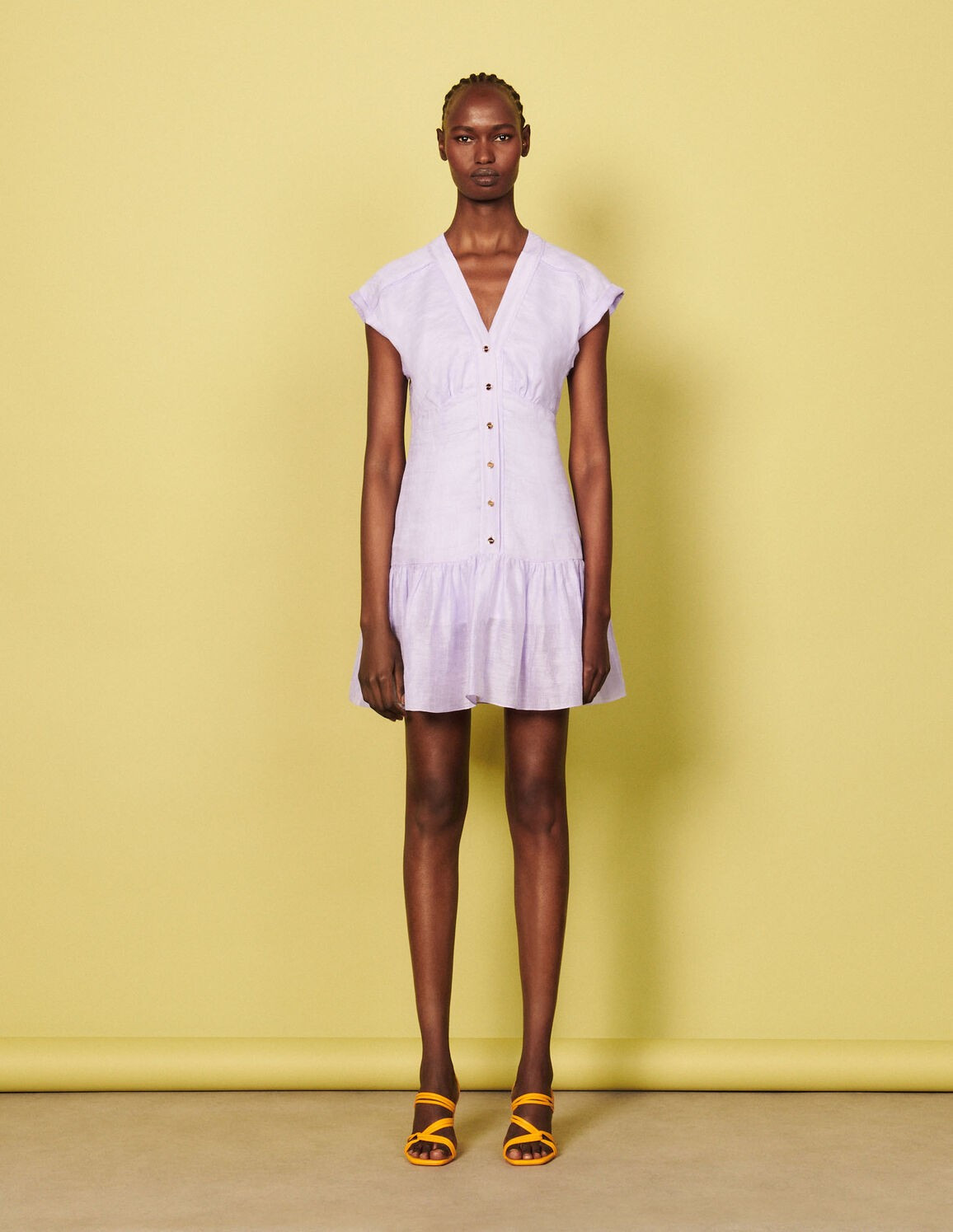 Short linen dress
	
			
				
					
					
						
							Select a size and Login to add to Wish lis... | Sandro-Paris US