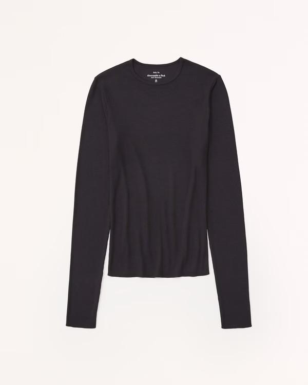 Essential Long-Sleeve Featherweight Rib Tuckable Top | Abercrombie & Fitch (US)