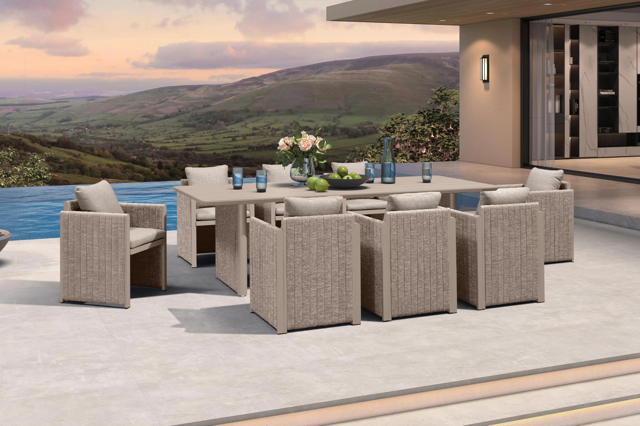 Patio Dining Furniture Set Modern Outdoor Furniture Set Aluminum Dining Table And Chairs With Olefin Cushions Pillows For Garden Backyard Kitchen Bei | Wayfair North America