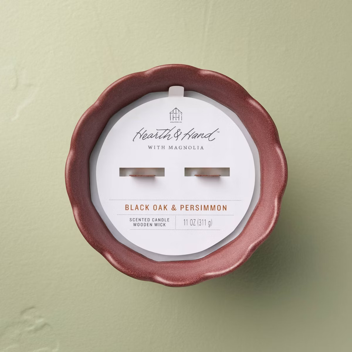 2 Wooden Wick Ceramic Scalloped Rim Jar Candle 11oz - Hearth & Hand™ with Magnolia | Target