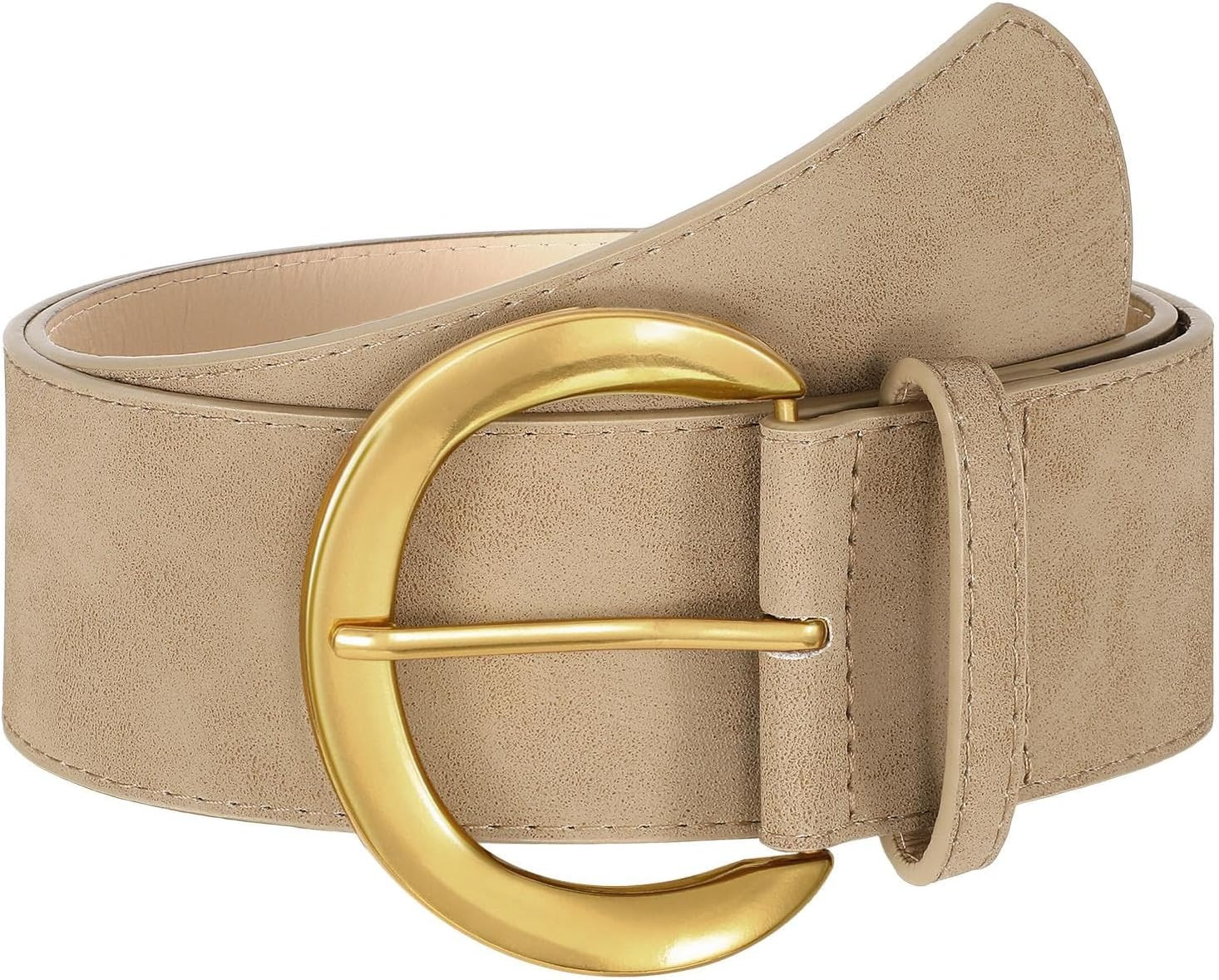 WHIPPY Women’s Wide Leather Belt for Dresses Fashion Casual Laides Thick Suede Belt with Gold Buckle | Amazon (US)