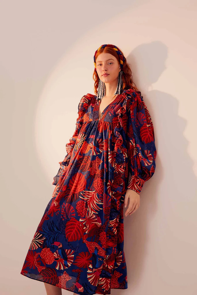 ANIMALS TAPESTRY MIDI DRESS | FarmRio (US)