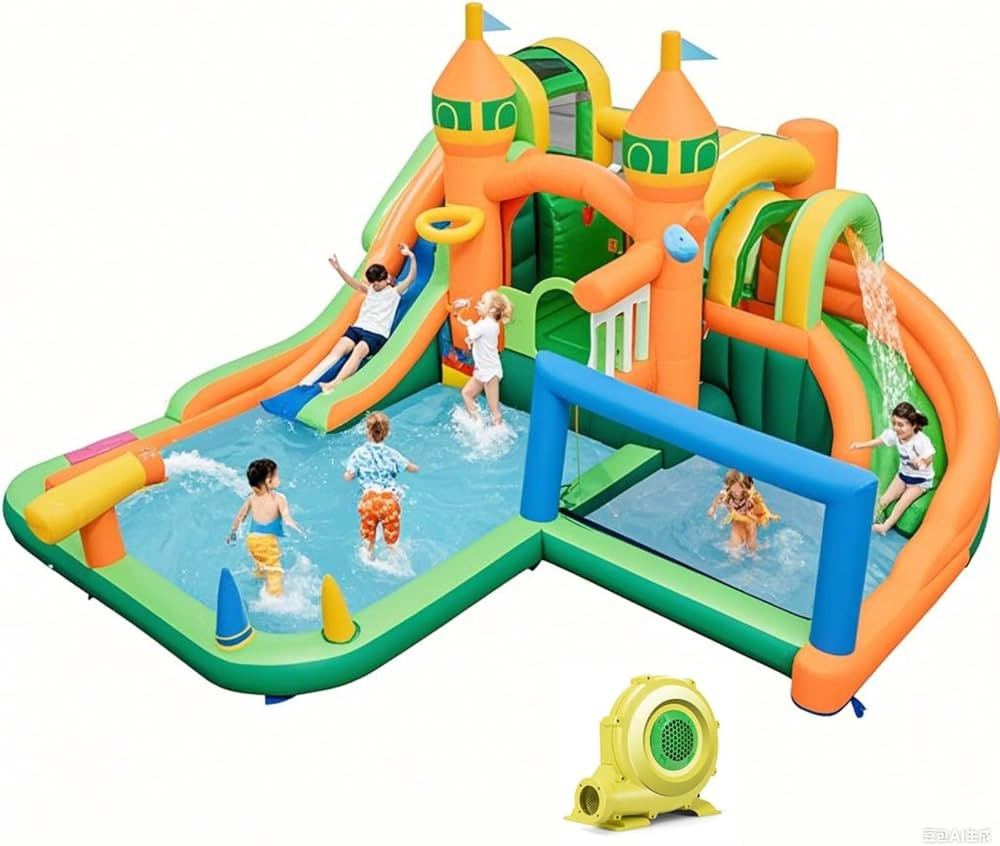 BOUNTECH Inflatable Water Slide, 9 in 1 Dual Slides Kids Water Park Jump Castle Water Soccer, Big... | Amazon (US)