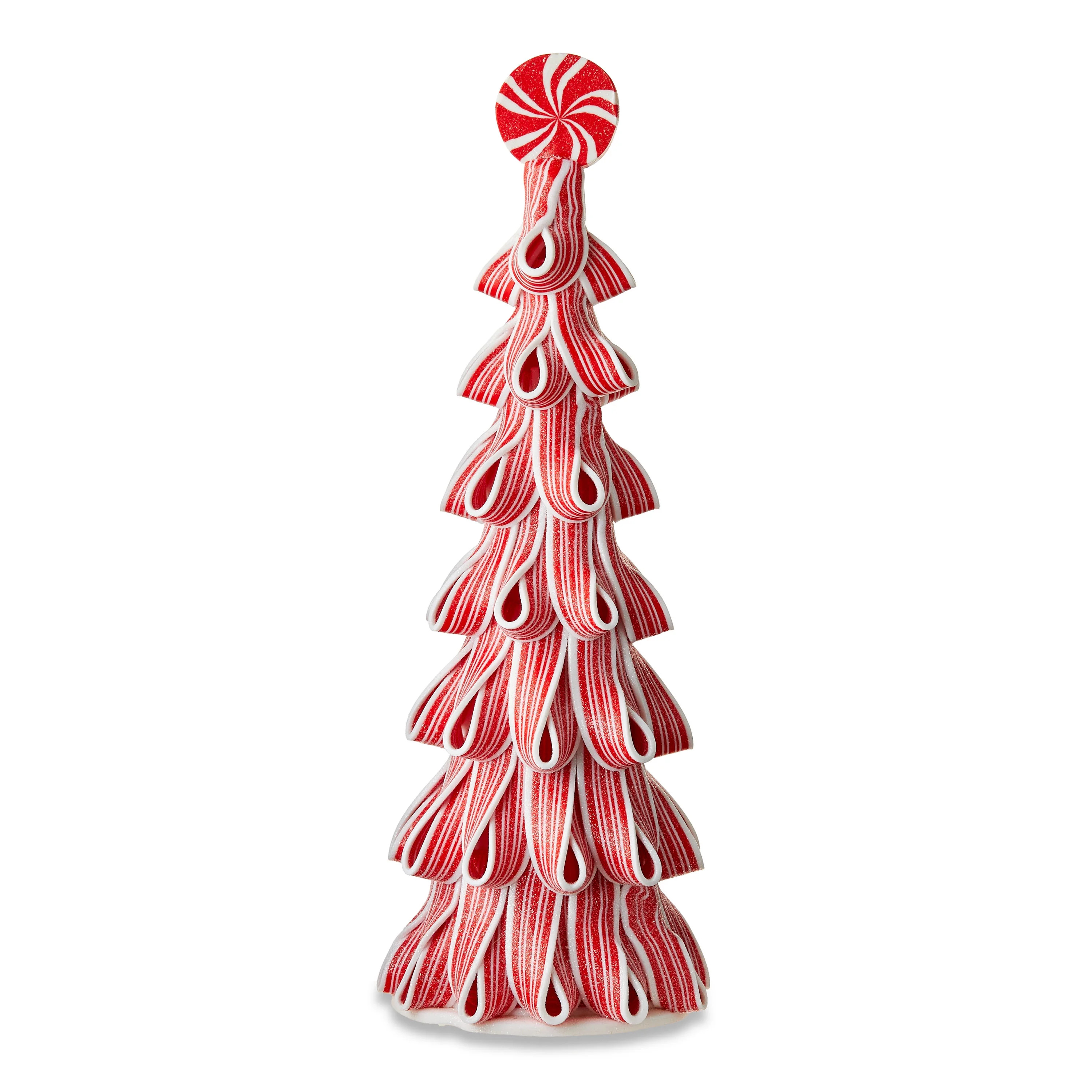 Red and White Striped Peppermint Candy Christmas Tree Tabletop Decor, 14 in, by Holiday Time - Wa... | Walmart (US)