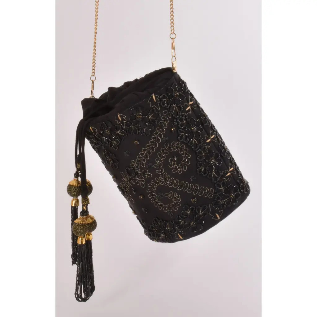 RAAS Ravina Embroidered Bucket Bag in Black at Nordstrom | Nordstrom