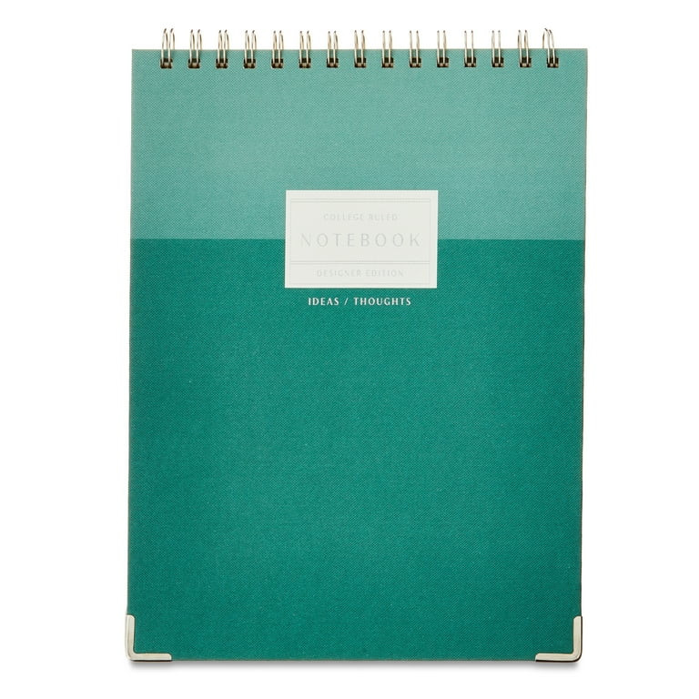 Pen+Gear 8" x 10.75" Green Top Spiral Writing Notepad, 15 Holes - Walmart.com | Walmart (US)