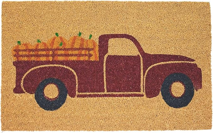 Avera Products | Pumpkin Truck, Natural Coir Fiber Doormat, Anti-Slip Rubber Mat Back | Amazon (US)