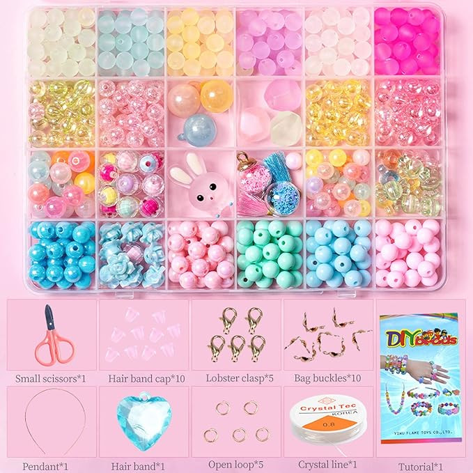 Jwxstore Beads for Girls Toys Kids Bracelets Making Kit Bead Art and Craft Kits DIY Bracelets Nec... | Amazon (US)