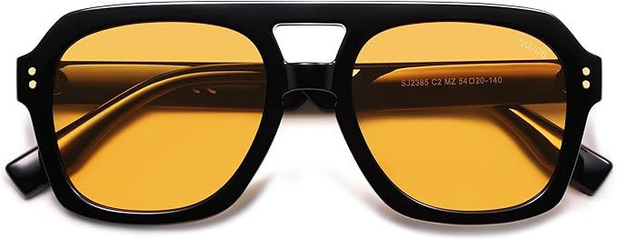 SOJOS Retro Thick Polarized Aviator Sunglasses for Women Men, Large Trendy Bold Square Pilot Shad... | Amazon (US)