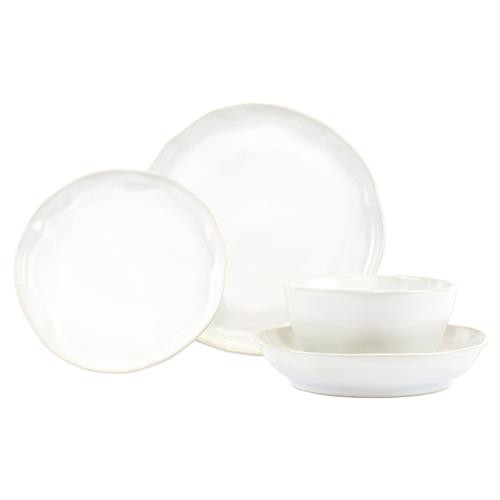 Vietri Forma Cloud Modern Classic White Stoneware 4 Piece Place Setting | Kathy Kuo Home