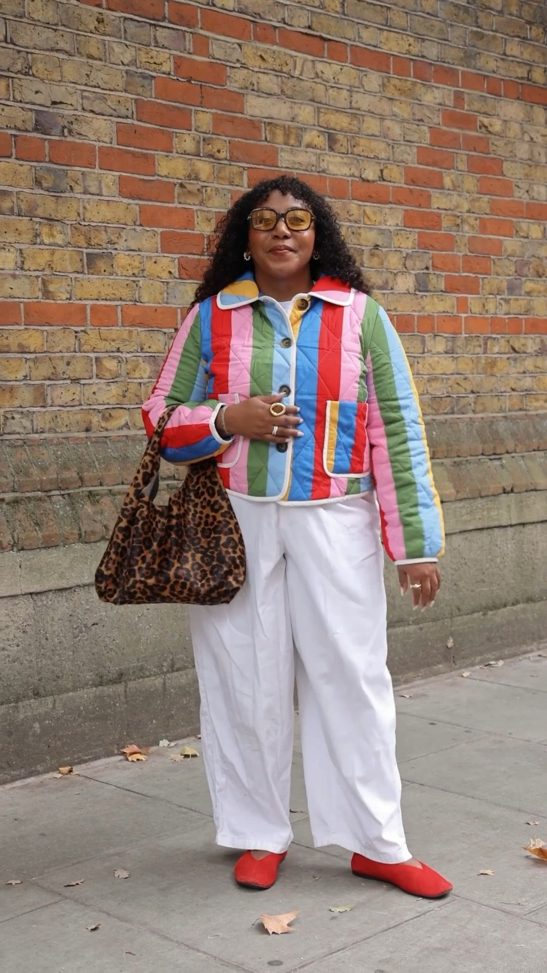 Boden rainbow jacket, leopard print bag, print clash, colourful jacket, colorful outfit inspiration 

#LTKautumn #LTKmidsize #LTKuk