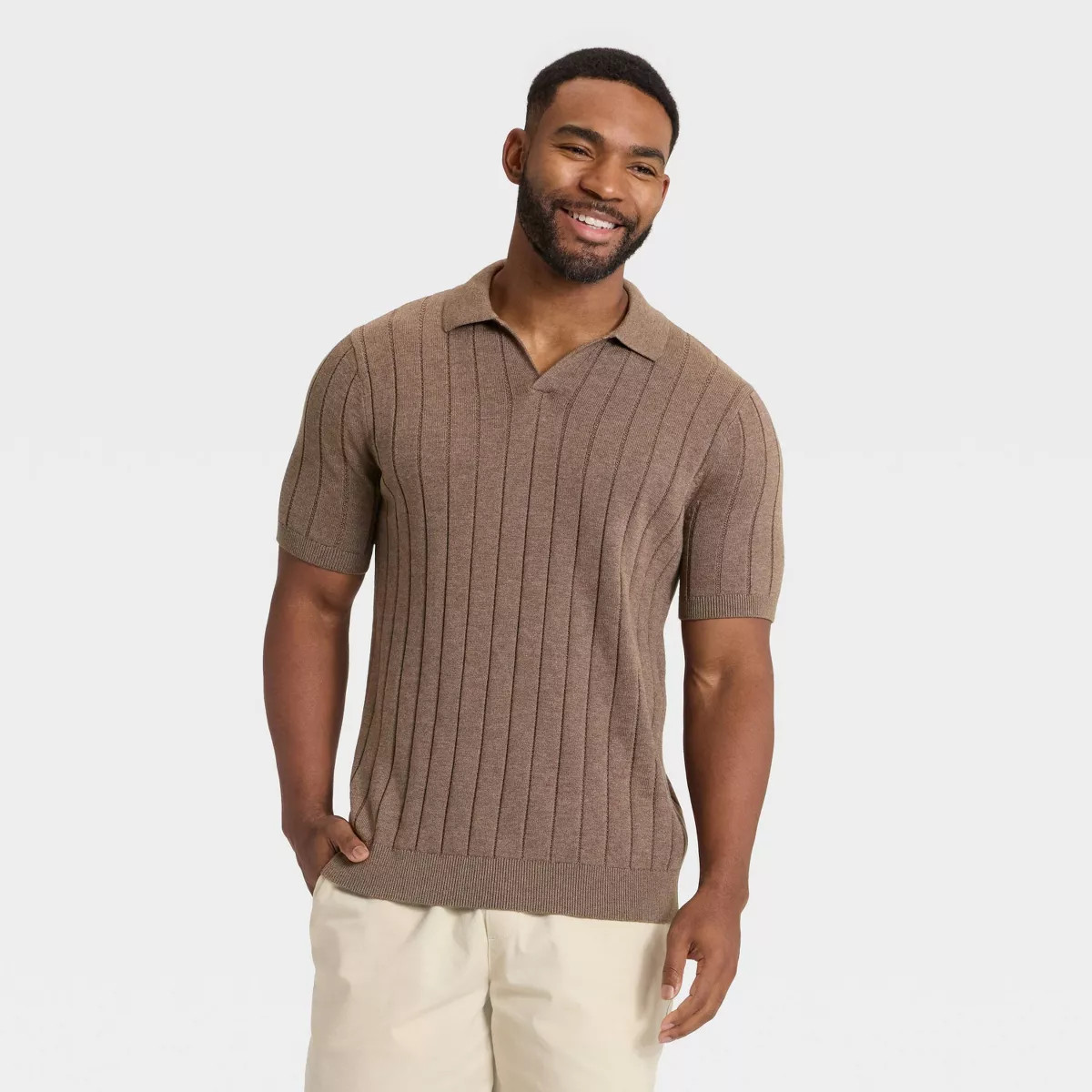 Men's Textured Johnny Collared Pullover Sweater - Goodfellow & Co™ | Target