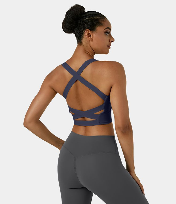 Women’s Softlyzero™ Airy Square Neck Backless Crisscross Cropped Cool Touch Yoga Tank Top-UPF... | HALARA