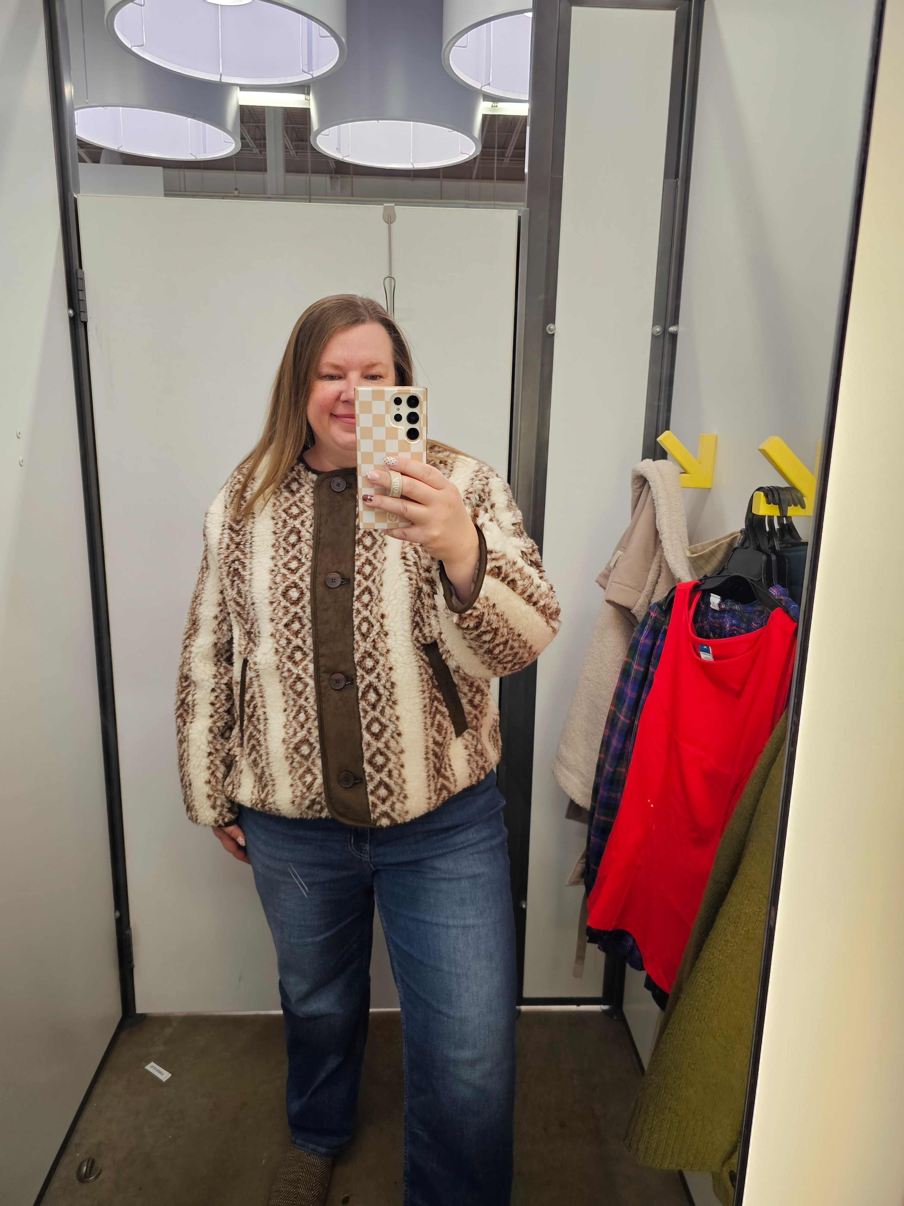 Patterned sherpas are definitely trending this season!  This one is so cozy!  The inside is super soft and lined.  I am wearing an XL here.  

#LTKCyberWeek #LTKGiftGuide #LTKHoliday