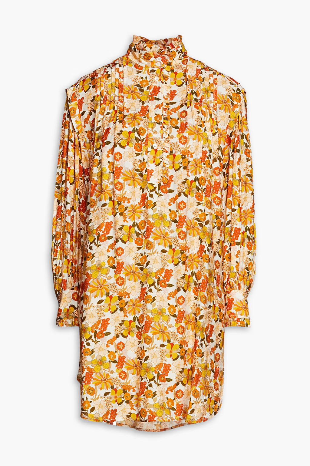 Filipa pintucked floral-print jacquard mini dress | The Outnet (US and CA)