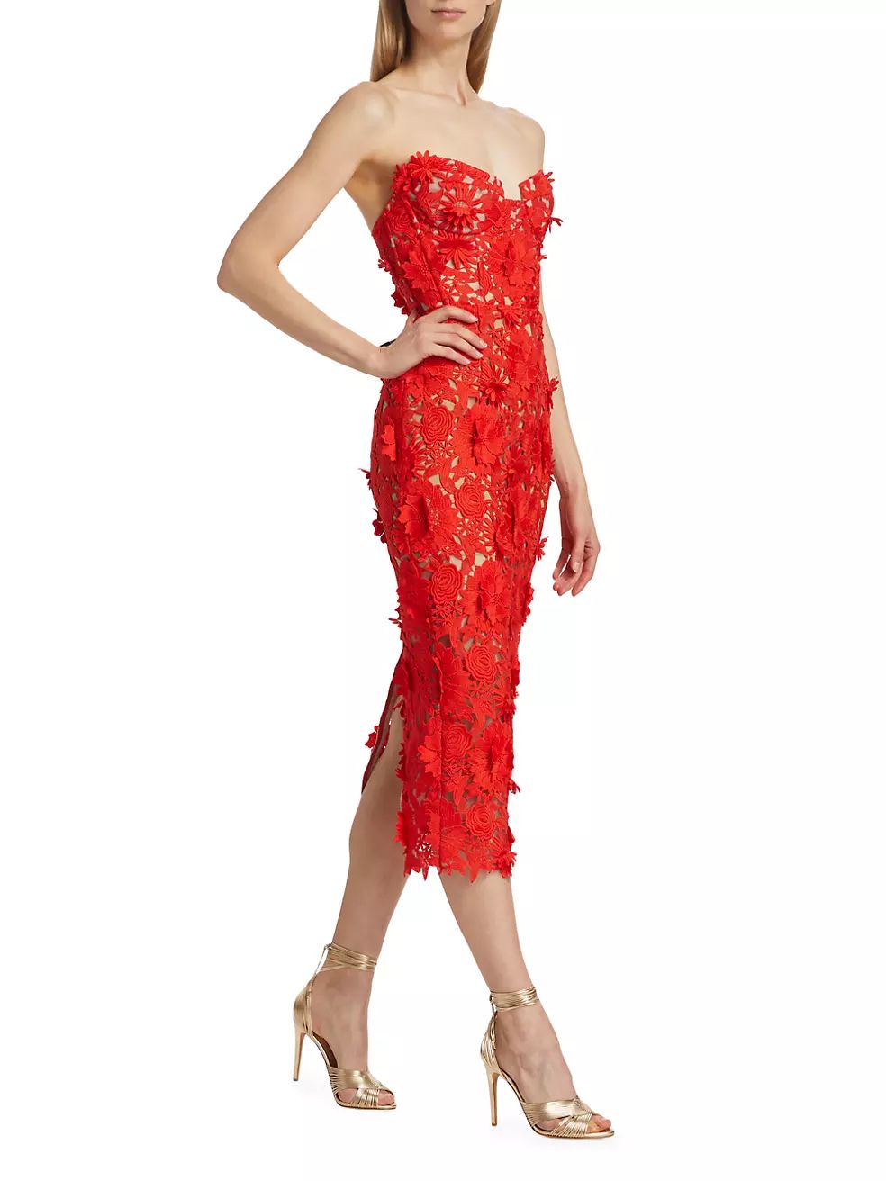 Bronx and Banco Jasmine Strapless Lace Midi-Dress | Saks Fifth Avenue