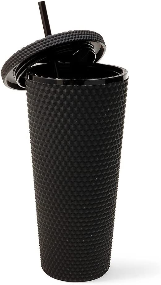 West & Fifth Reusable Tumbler, Studded Tumbler with Lid and Straw, 24-Ounce Volume, (Black) | Amazon (US)