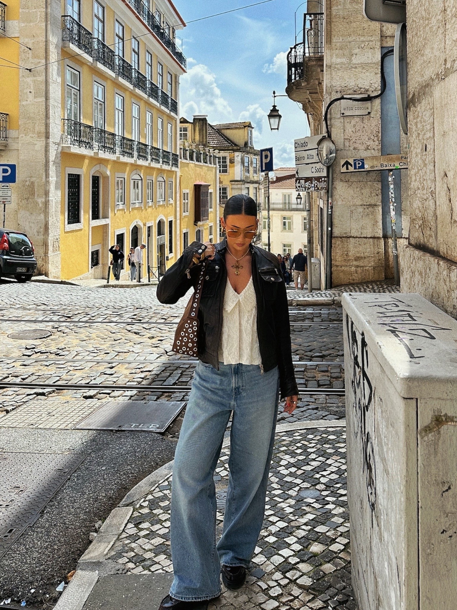 Jacket is vintage D&G, but I linked a couple of similar ones! 🫶🏼 #outfitinspo #leatherjacket #baggyjeans #outfitideas #outfits 

#LTKFindsUnder100 #LTKShoeCrush #LTKStyleTip