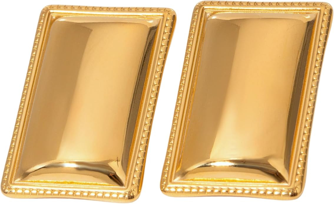 Gold Rectangle Statement Earrings | Amazon (US)
