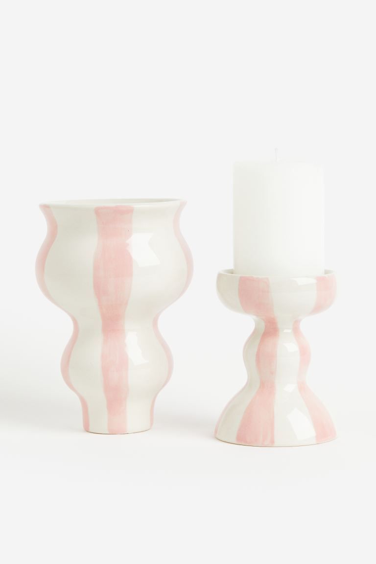 Striped stoneware vase | H&M (US + CA)