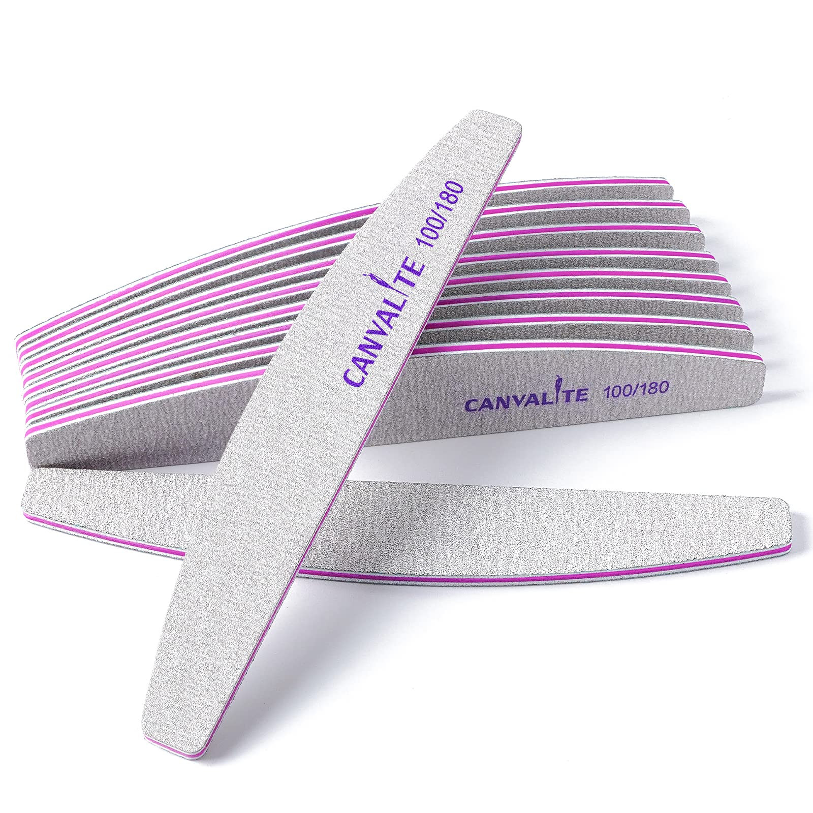 Canvalite 10 PCS Nail File Professional Nail Files Reusable Double Sided Emery Board(100/180 Grit... | Amazon (US)