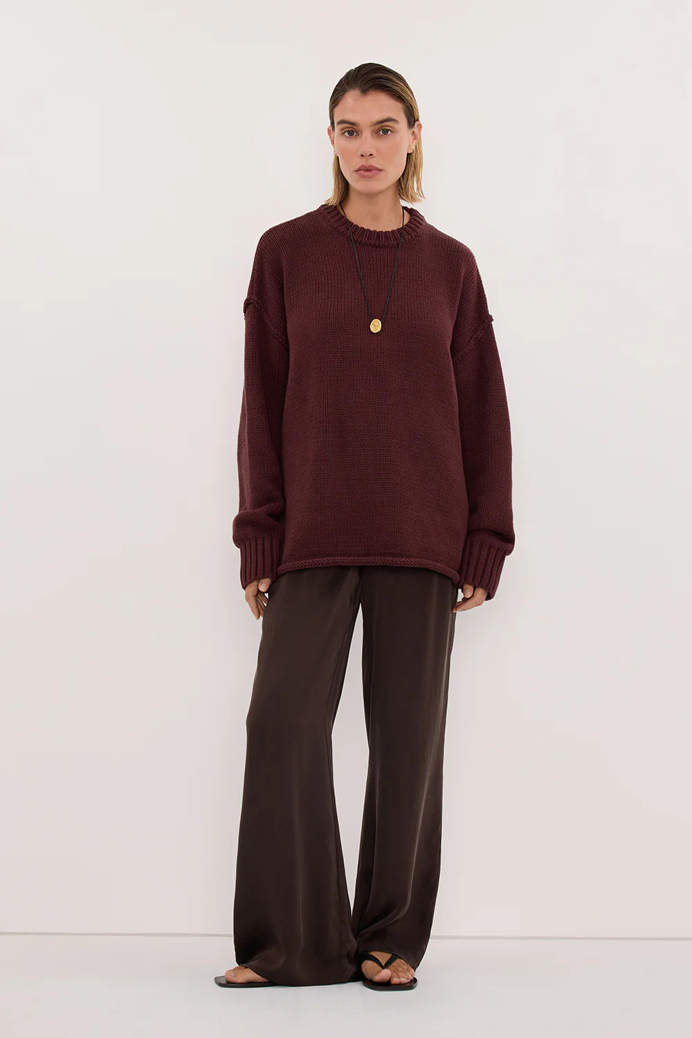ROY WALNUT OVERSIZED LONGLINE KNIT JUMPER | DISSH