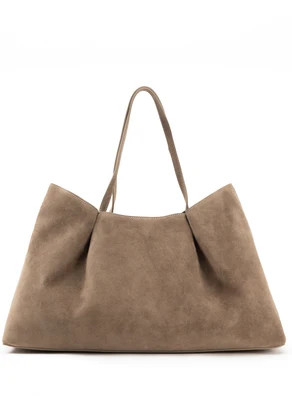 Dimple Tote Suede Taupe | Elleme