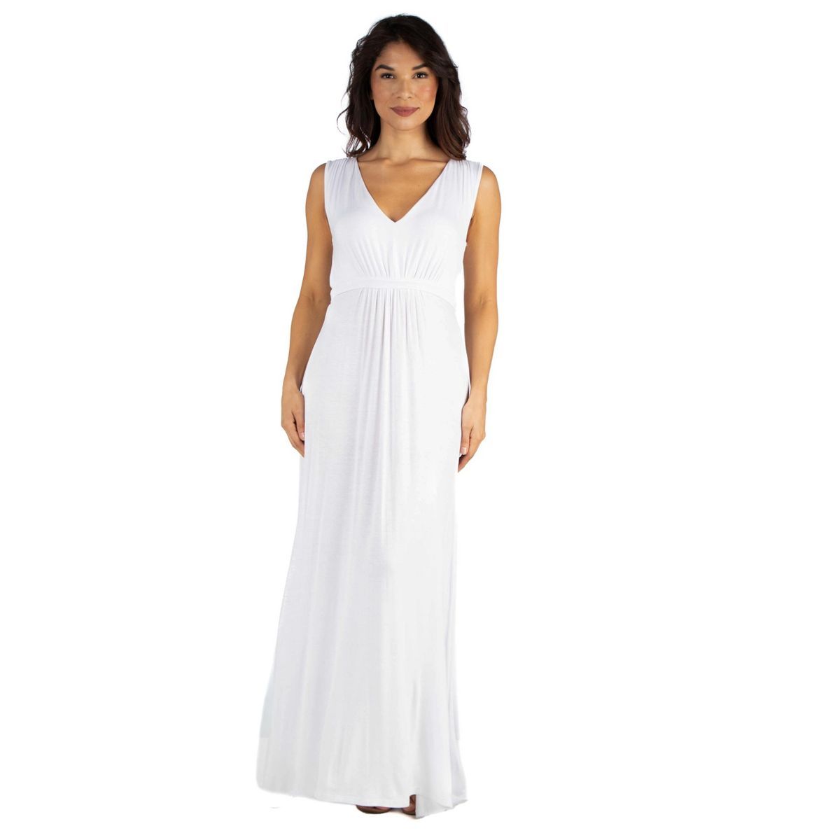 24seven Comfort Apparel Womens V Neck Maxi Dress | Target