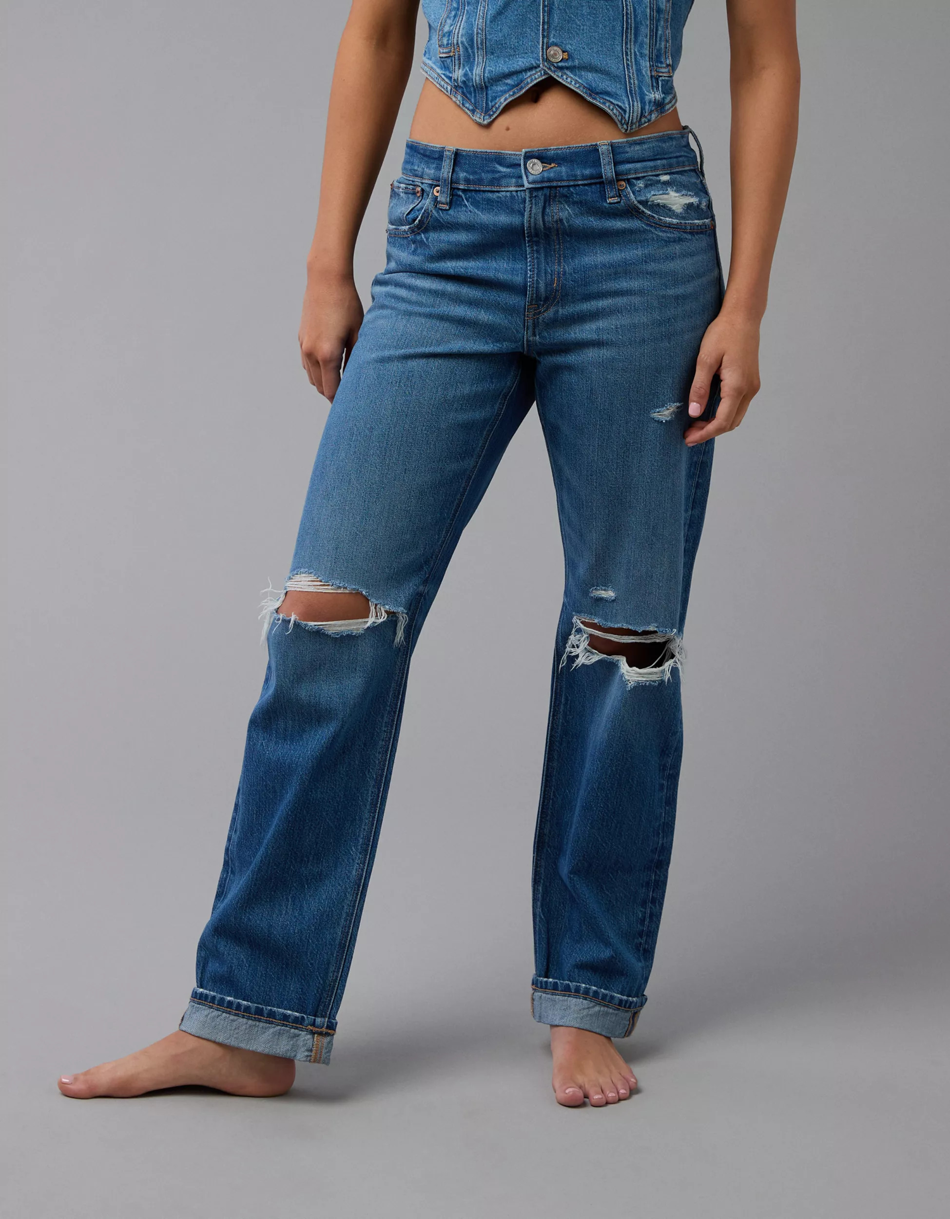 AE Ripped Low-Rise Ex-Boyfriend Jean | American Eagle Outfitters (US & CA)