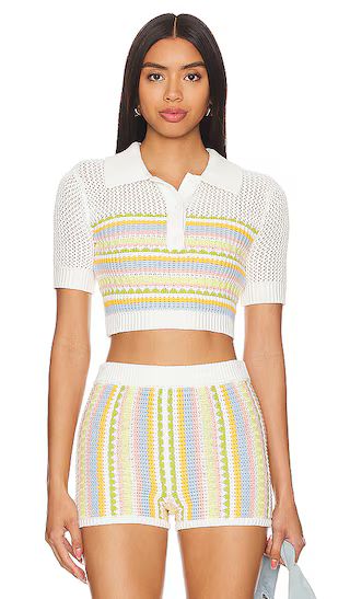 Shelly Knit Polo in Light Yellow Multi | Revolve Clothing (Global)