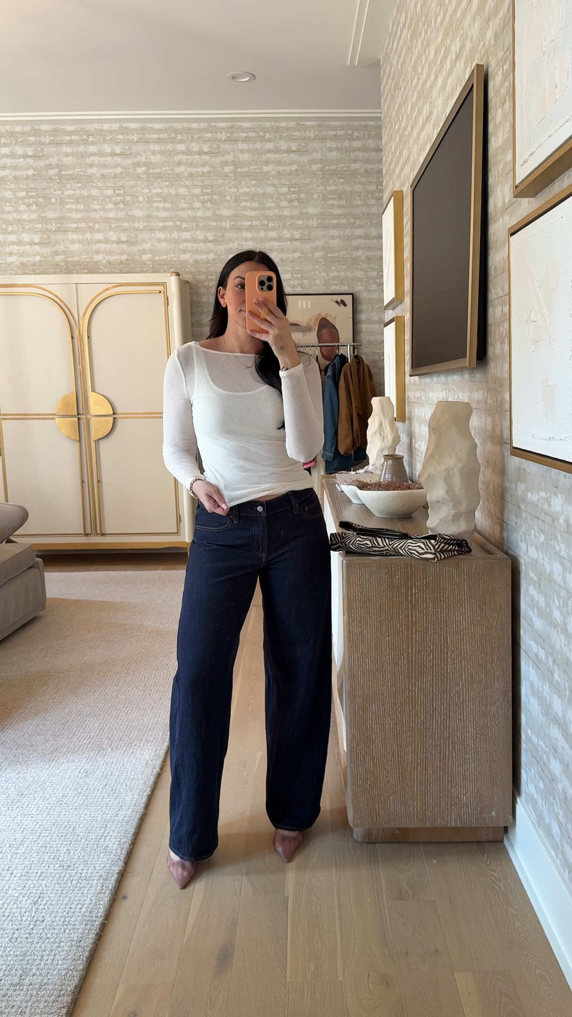 This sheer top screams COOL GIRL. Wearing a small. Jeans are 29L

#LTKgrwm #LTKootd #LTKNYFW