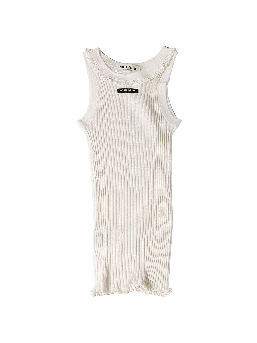 Miu Miu Women's Silk Tank Top - White - Size 0 | Saks Fifth Avenue