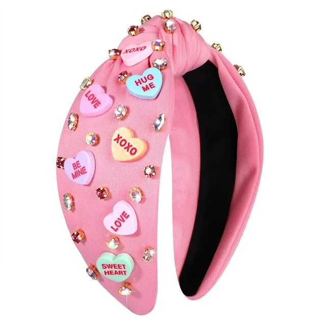 NAUXIU Valentine’s Day Headband for Women Love Heart Headband Jeweled Crystal Rhinestone Knotte... | Walmart (US)