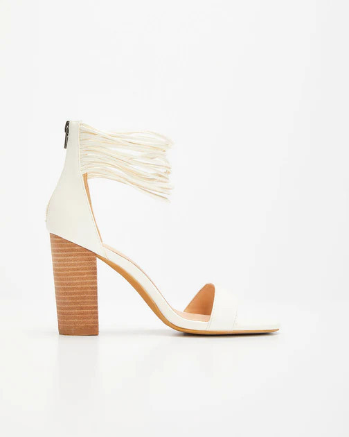 Blair Faux Leather Strappy Heels - White | VICI