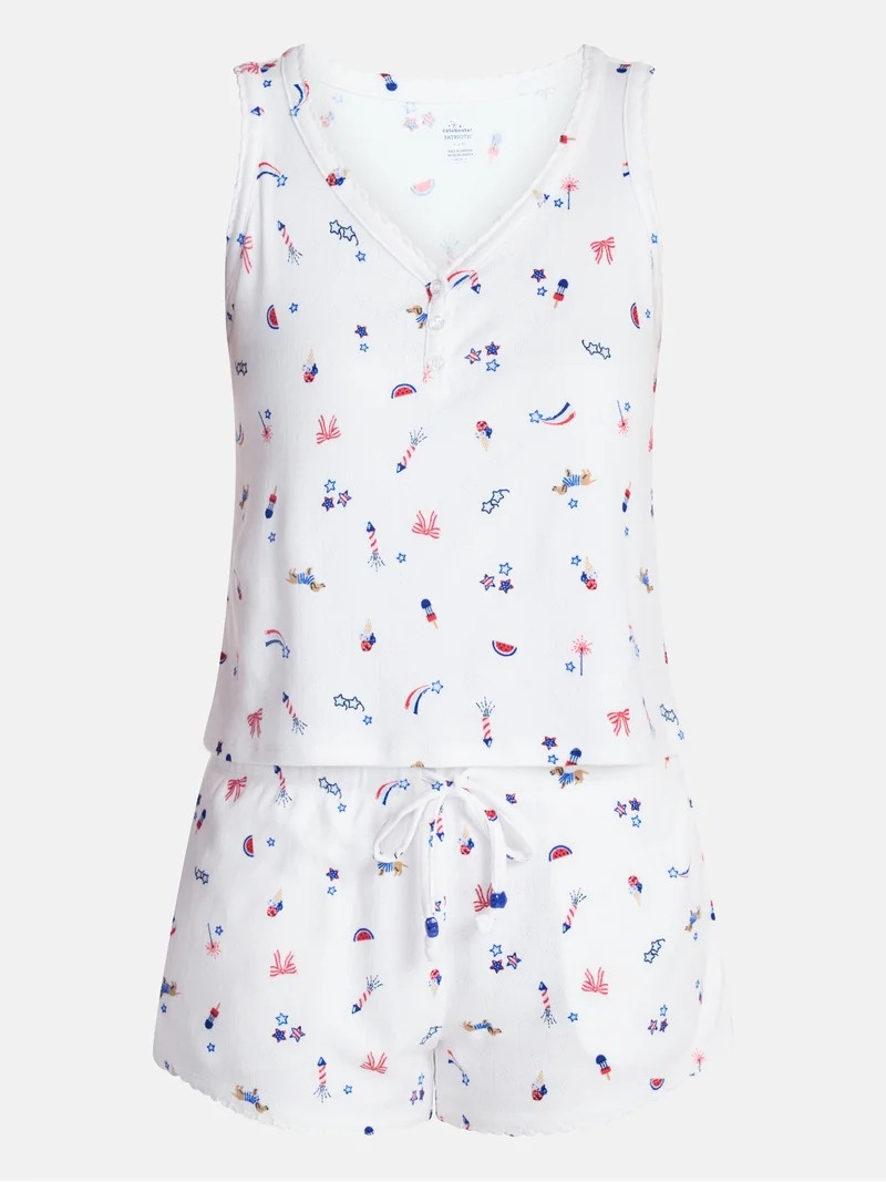 Fourth of July Women's Pointelle Top and Shorts Pajama Set from Way to Celebrate, 2-Piece, Sizes ... | Walmart (US)
