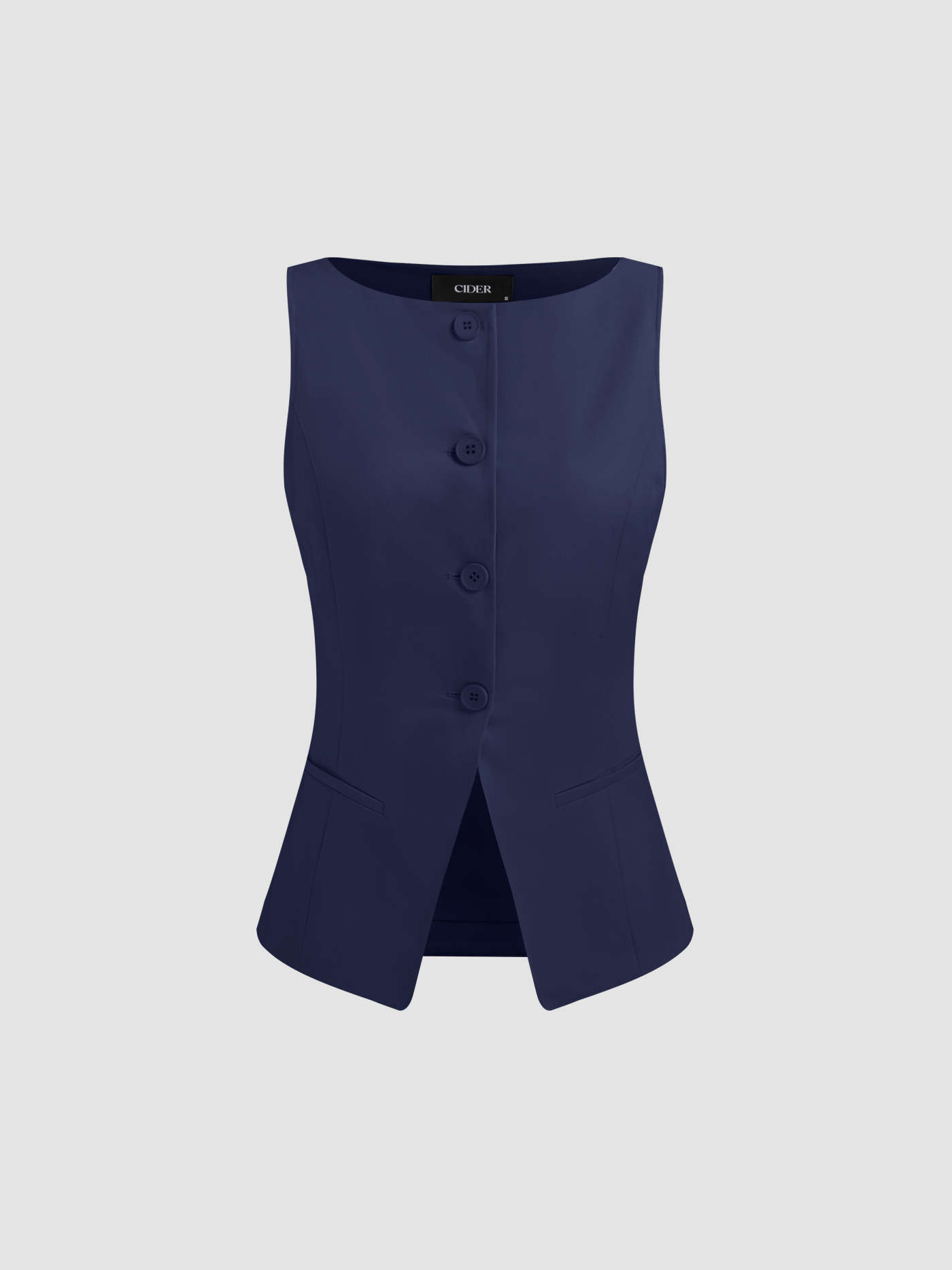 Woven Boat Neck Solid Button Vest | Cider
